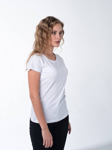 Белая женская футболка с лайкрой оптом - Белая женская футболка с лайкрой оптом