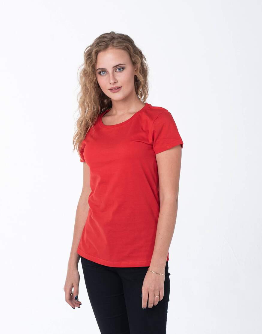 Красная женская футболка оптом