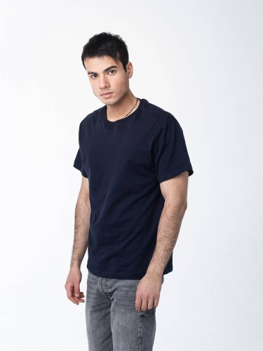 Темно-синяя мужская футболка с лайкрой оптом - Темно-синяя мужская футболка с лайкрой оптом