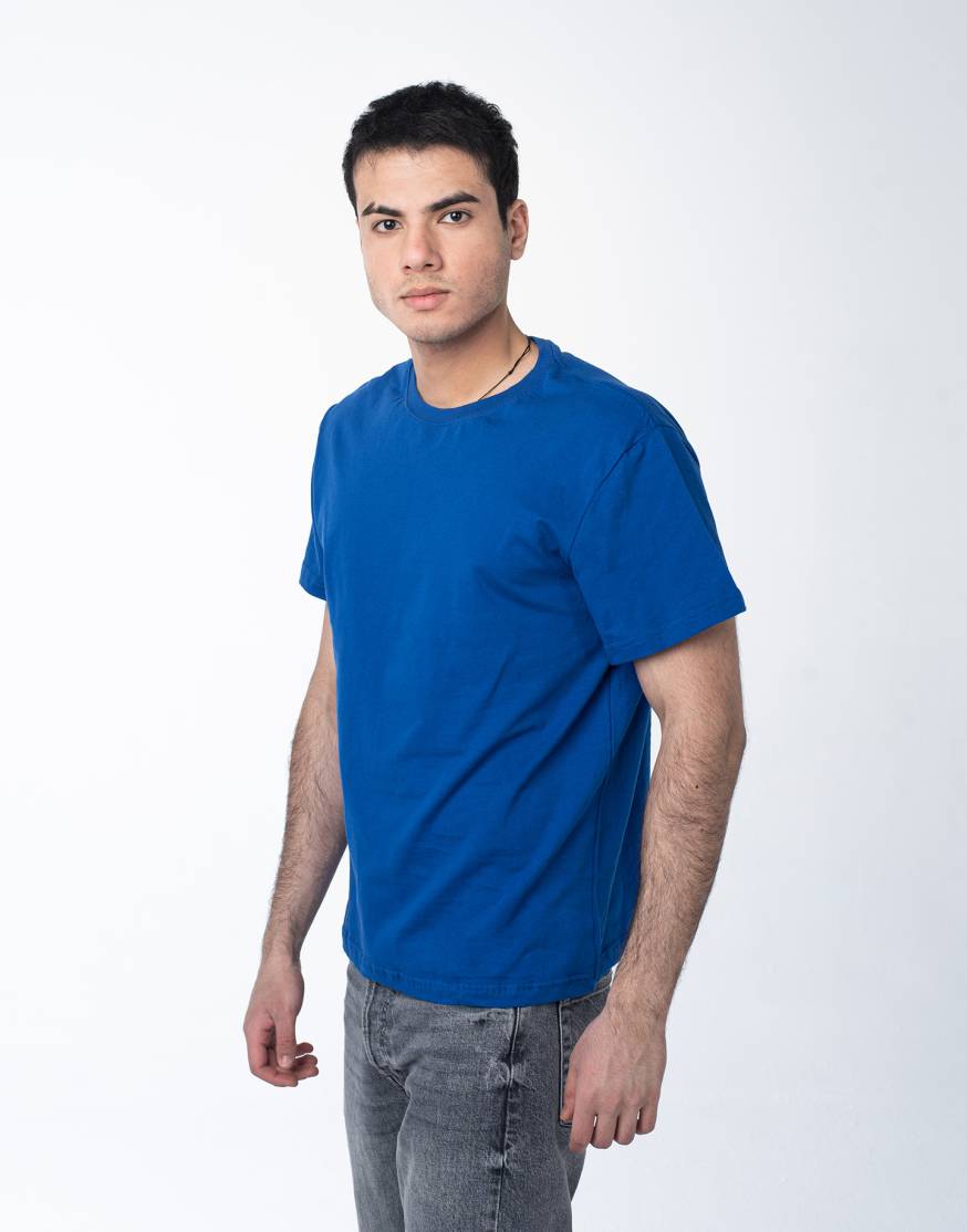 Синий роял мужская футболка с лайкрой оптом